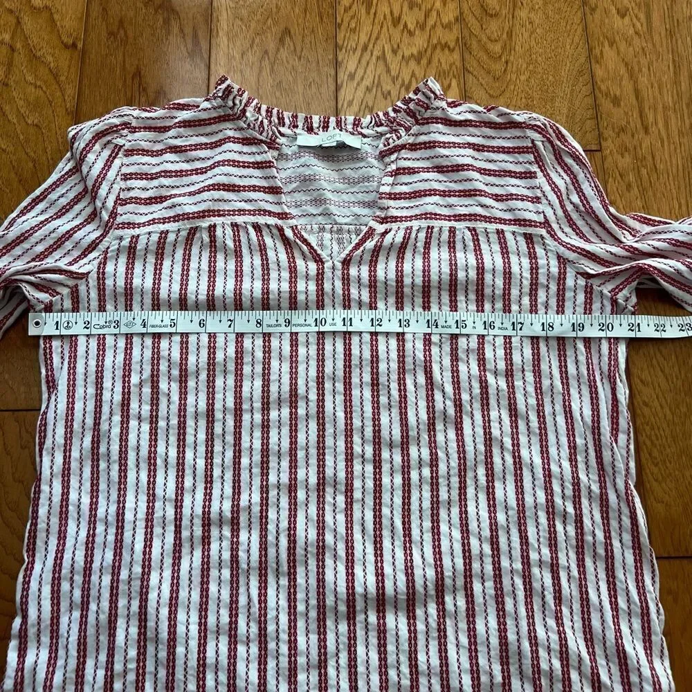 Loft Striped Ruffle Blouse